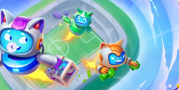 Zakłady sportowe w Robocat Robocat casino online – roboty Robocat na stadionie piłkarskim z banknotami